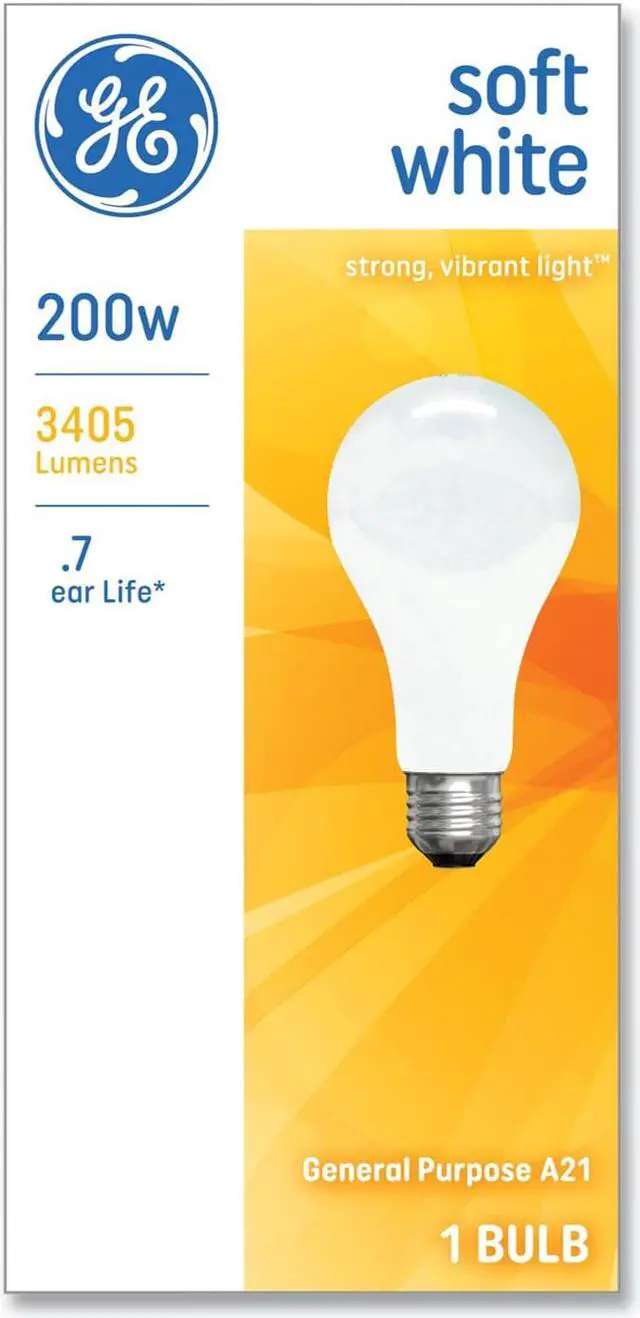 Alt view image 5 of 6 - GE 11585 - 200A/W/1 A21 Light Bulb