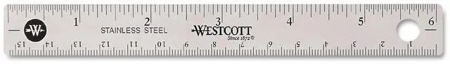 Alt view image 5 of 5 - Westcott Stainless Steel Office Ruler With Non Slip Cork Base 6" 10414