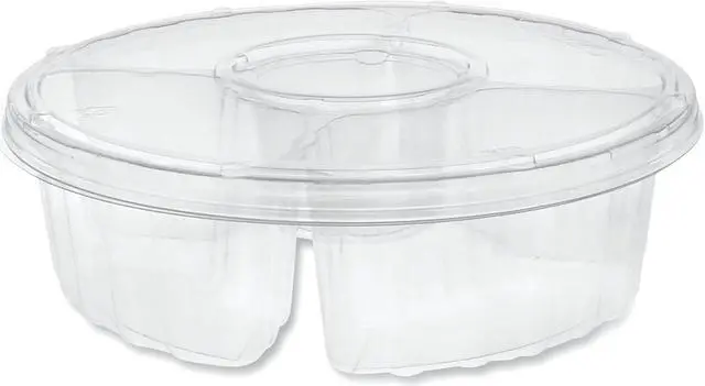 Alt view image 3 of 3 - Pactiv Corporation Pactiv Evergreen Dip Cup Platter 4-Compartment 64 oz. 10""