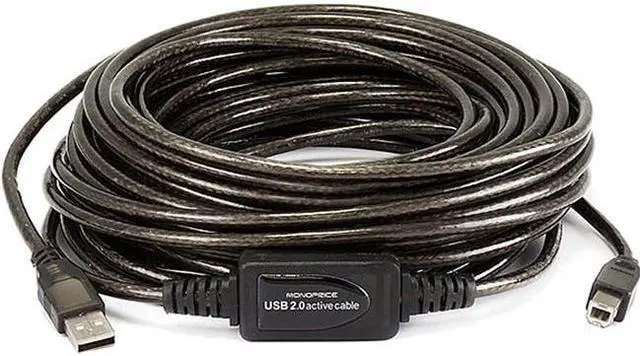 Alt view image 9 of 11 - Monoprice USB 2.0 Cable - 49 Feet - Black | USB Type-A to USB Type- B, Active, 28/24AWG