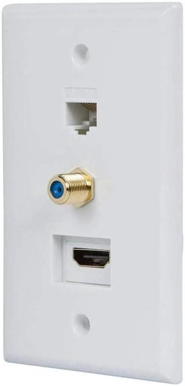 Alt view image 6 of 6 - Monoprice Recessed HDMI Wall Plate With 1* HDMI F/F Adapter, 1*RJ45 Cat5e Coupler & 1* F Connector | Gold Plated
