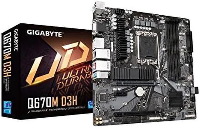Alt view image 3 of 11 - gigabyte q670m d3h (lga1700/ intel/ q670/ m-atx/ ddr5/ dual m.2/ pcie 4/ usb 3.2 gen2 type-c/intel 2.5gbe lan/motherboard)