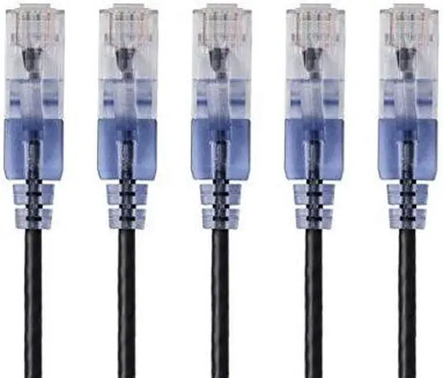 Alt view image 9 of 9 - Monoprice SlimRun Cat6A Ethernet Patch Cable - Network Internet Cord - RJ45, Stranded, UTP, Pure Bare Copper Wire, 30AWG, 6in, Black, 5-Pack