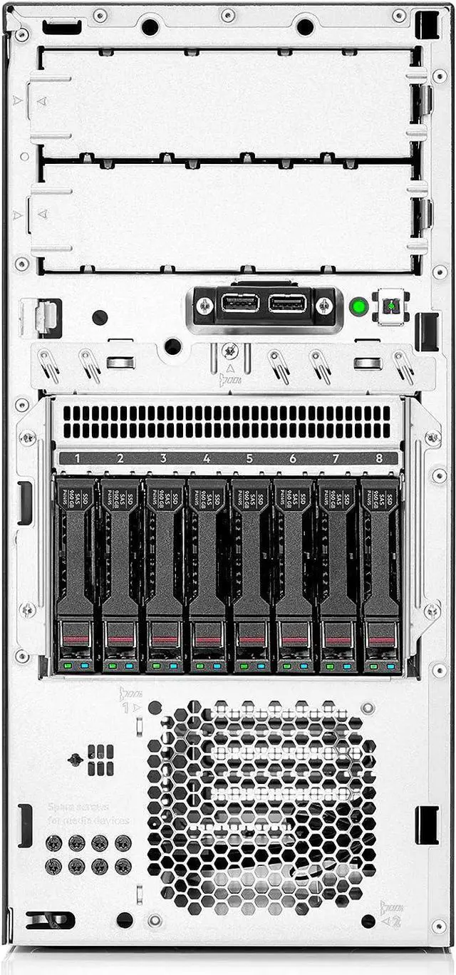 Alt view image 9 of 13 - HPE ProLiant ML30 Gen10 Plus tower server with one Intel® Xeon® E-2314 processor, 16 GB memory, 4 large form factor hot-plug chassis, and one 350W non-hot-plug power supply