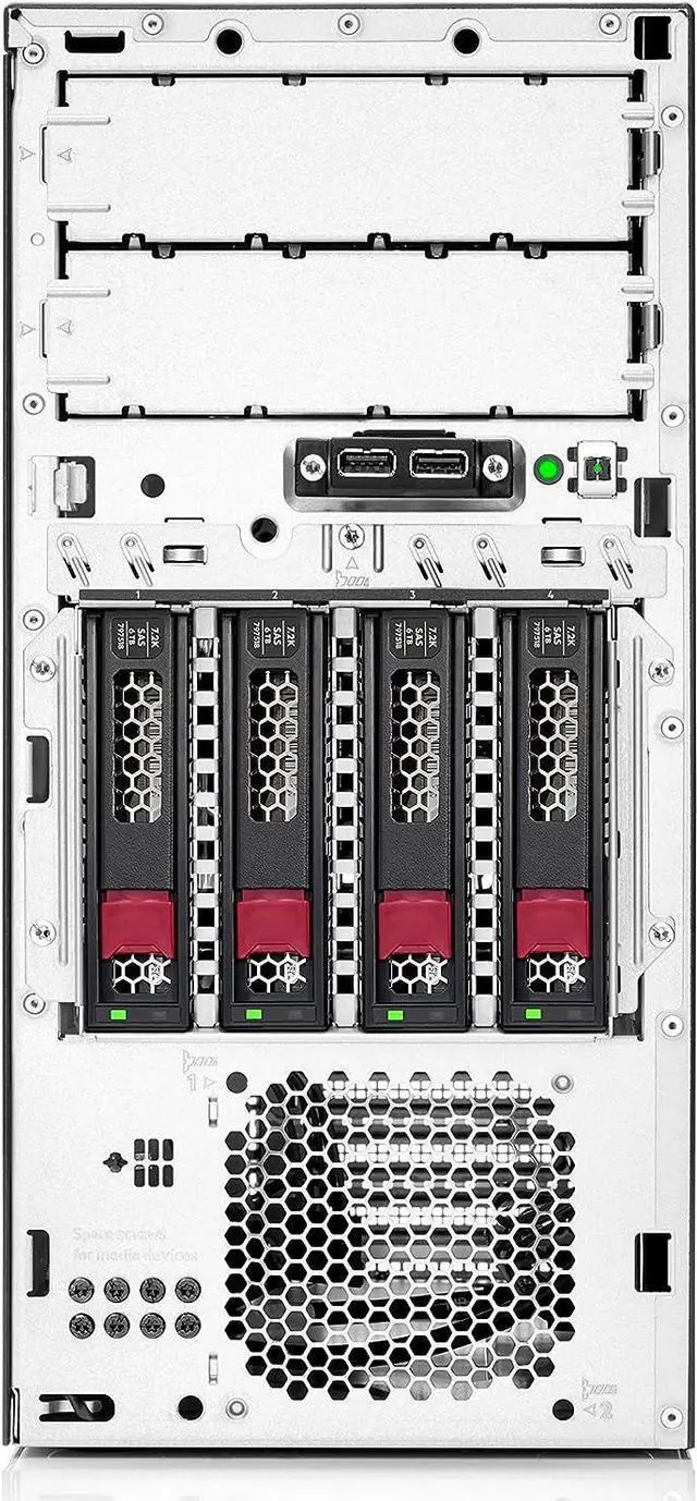 Alt view image 12 of 13 - HPE ProLiant ML30 Gen10 Plus tower server with one Intel® Xeon® E-2314 processor, 16 GB memory, 4 large form factor hot-plug chassis, and one 350W non-hot-plug power supply