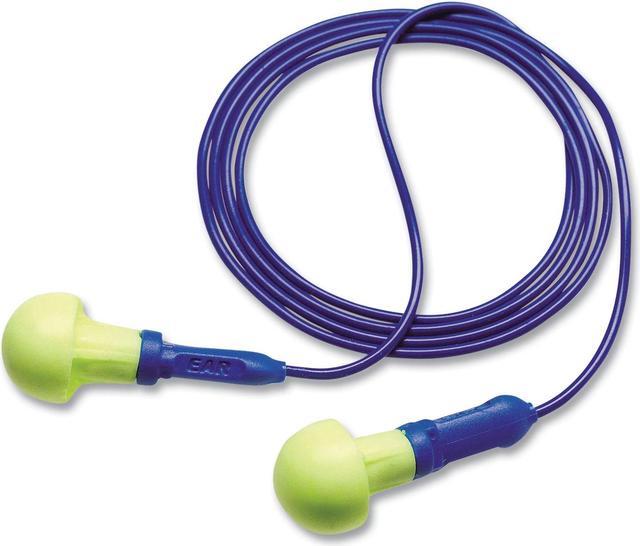 E-A-R Push-Ins Single Use Earplugs, Corded, 28 dB NRR, Blue/Yellow, 200 Pairs