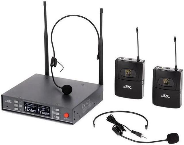 Alt view image 8 of 14 - Monoprice 200-Channel UHF Dual Headset Wireless Microphones System, For Church Services, Business Meetings, or Karaoke Singing - Stage Right Series