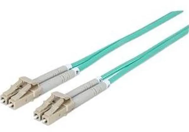 Alt view image 3 of 8 - Intellinet Fiber Optic Patch Cable, Duplex, Multimode, LC/LC, 50/125 Âµm, OM3, 1.0 m (3.0 ft.), Aqua