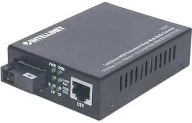Alt view image 3 of 9 - Intellinet Fast Ethernet WDM Bi-Directional Single Mode Media Converter, 10/100Base-TX to 100Base-FX (SC) Single-Mode, 20 km (12.4 mi.), WDM (RX1550/TX1310)