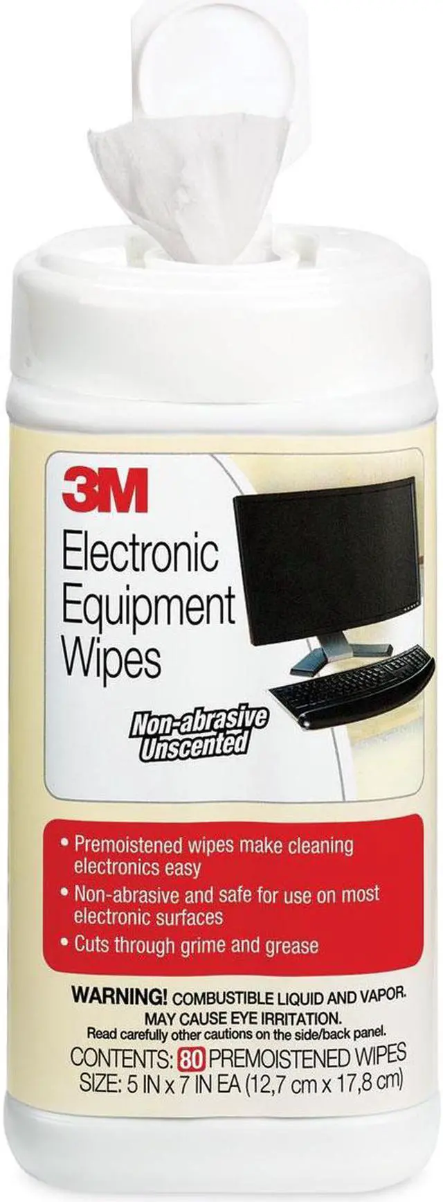 Alt view image 4 of 13 - 3M Electronic Equipment Cleaning Wipes 5 1/2 x 6 3/4 White 80/Canister CL610