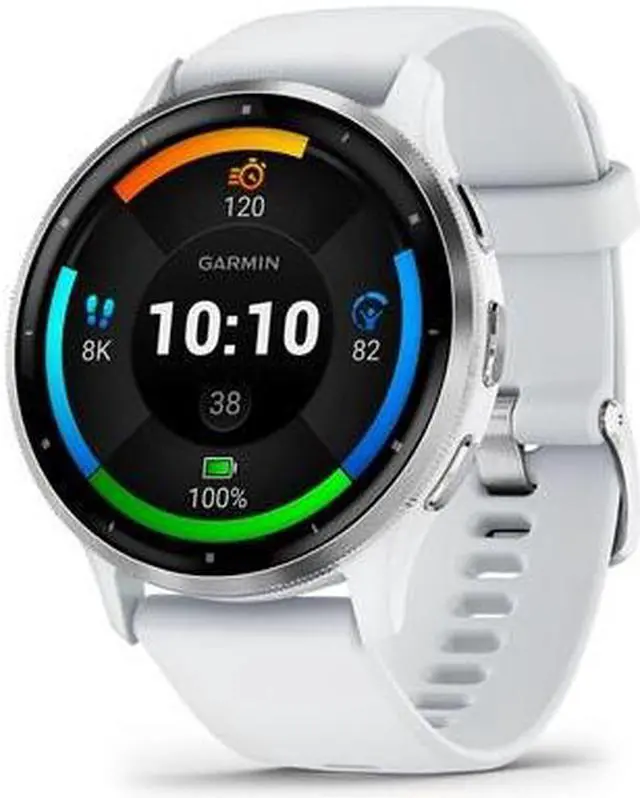 Alt view image 6 of 8 - Garmin Venu 3 Silver Stainless Steel Bezel with Whitestone Case and Silicone Band | Smart Watch 010-02784-00