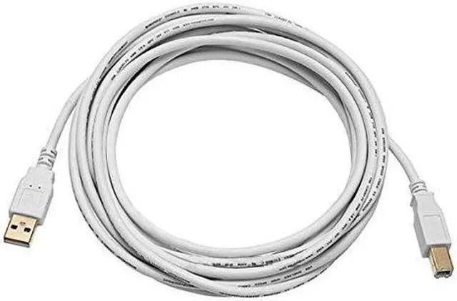 Alt view image 5 of 8 - Monoprice USB 2.0 Cable - 15 Feet - White | USB Type-A Male to USB Type-B Male, 28/24AWG, Gold Plated