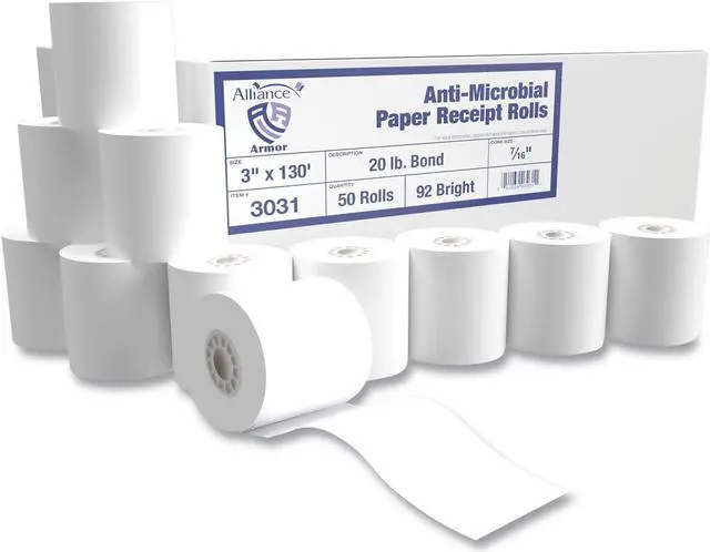 Main image of Alliance Armor Antimicrobial Receipt Roll Paper 3" x 130 ft White 50/Carton 3031