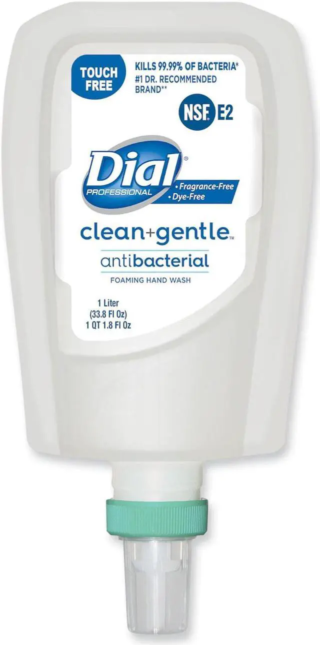 Alt view image 9 of 9 - Dial Clean+Gentle Antibacterial Foaming Hand Wash Refill for FIT Touch Free Dispenser Fragrance Free 1 L 3/CT (DIA32106CT)