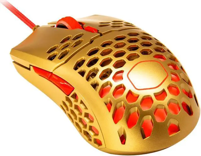 Alt view image 8 of 11 - Cooler Master MM711 RGB Gaming Mouse (2020 Gold Red Limited Edition) - 60g Lightweight, Honeycomb Shell, Ultraweave Cable, Pixart 3389 16000 DPI Optical Sensor, and RGB Accents