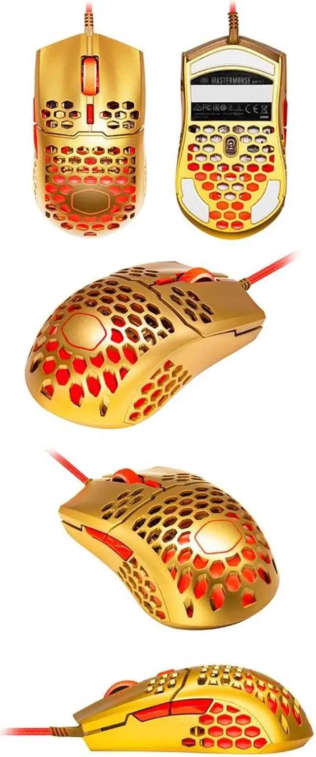 Alt view image 10 of 11 - Cooler Master MM711 RGB Gaming Mouse (2020 Gold Red Limited Edition) - 60g Lightweight, Honeycomb Shell, Ultraweave Cable, Pixart 3389 16000 DPI Optical Sensor, and RGB Accents