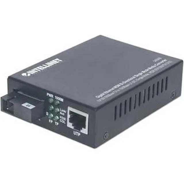 Alt view image 2 of 4 - Intellinet Gigabit Ethernet WDM Bi-Directional Single Mode Media Converter, 10/100/1000Base-TX to 1000Base-LX (SC) Single-Mode, 20 km (12.4 mi.), WDM (RX1550/TX1310)