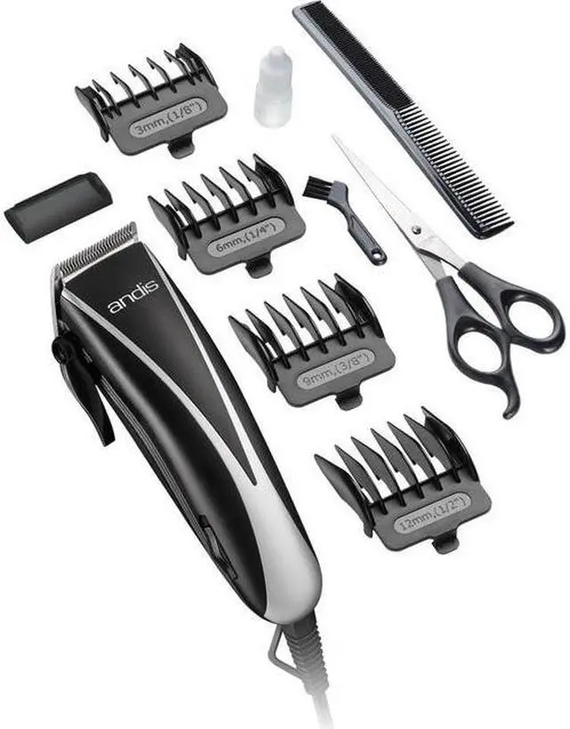 Alt view image 2 of 8 - Andis PM-10 Ultra Clip Adjustable Blade 10-Piece Home Haircut Kit, Black/Silver