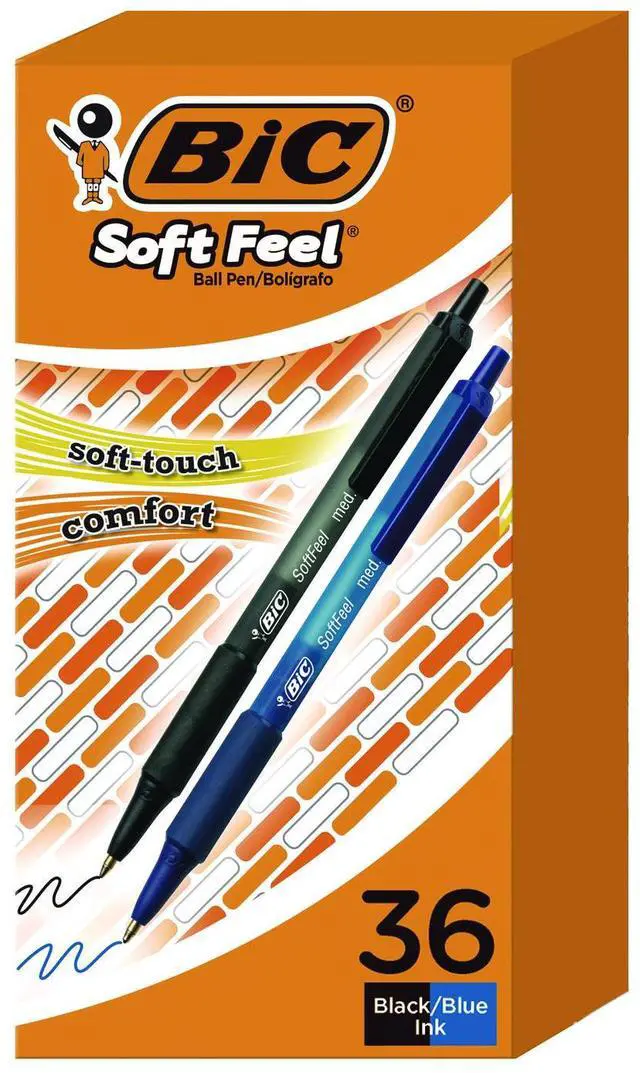 Alt view image 12 of 17 - BIC Soft Feel Retractable Ballpoint Pen Black 1mm Medium 36/Pack SCSM361BK