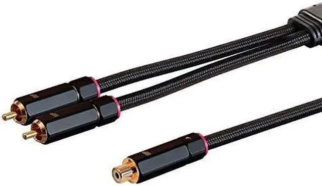 Alt view image 7 of 7 - Monoprice 2-Male to 1-Female RCA Y-Adapter - 1 Feet - Black | Gold Plated Connectors, Double Shielded With Copper Braiding - Onix Series
