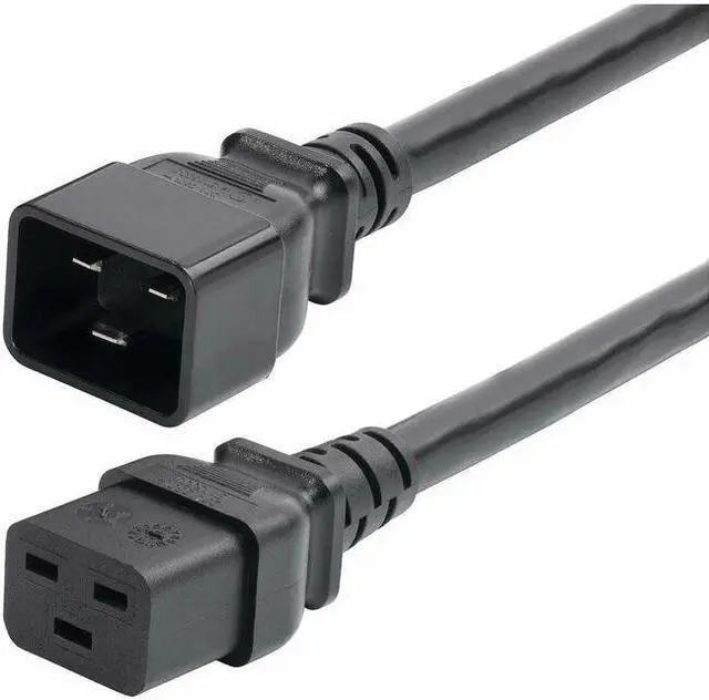 Main image of StarTech 2ft 60cm Heavy Duty Extension Cord IEC 60320 C19 to C20 Black Extension Cord 20A 250V 12AWG UL Listed Components BA162200POWERCORD