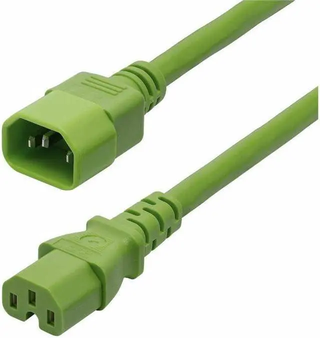 Main image of StarTech 6ft 1.8m Heavy Duty PDU Power Cord IEC 60320 C14 to C15 15A 250V 14AWG Green Power Cable UL Listed Components 89154606POWERCORD