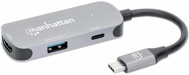Main image of Manhattan USB-C to HDMI 3-in-1 Docking Converter with Power Delivery 130707
