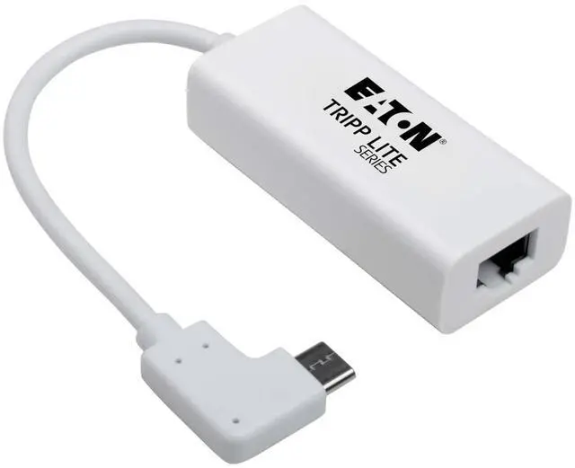 Alt view image 6 of 14 - Tripp Lite USB C to Gigabit Adapter Converter USB 3.1 Right-Angle White 6in