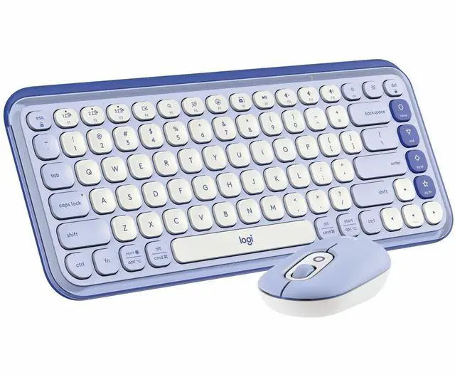 Main image of Logitech POP ICON Bluetooth Keyboard/Mouse Combo, Lilac & Off-White 920-013043