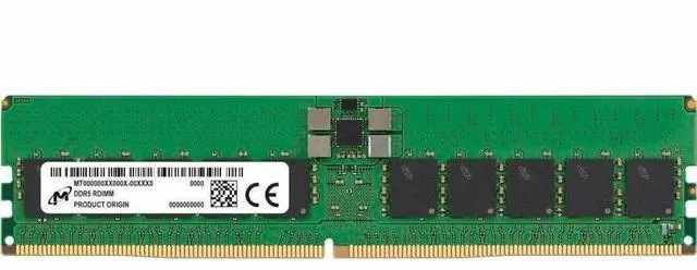 Alt view image 4 of 4 - Micron 32 GB ( 1 X 32 GB ) DDR5 PC5-44800 5600MHz CL46 Dual-rank Memory 288-pin Server/Workstation Memory Model MTC20F2085S1RC56BR