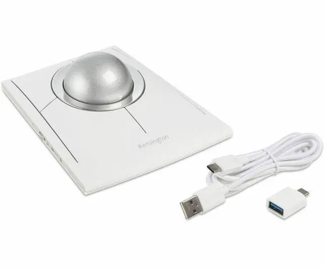 Alt view image 10 of 15 - Kensington SlimBlade Pro EQ Trackball - Optical - Cable/Wireless - Bluetooth/Radio Frequency - 2.40 GHz - Rechargeable - White - USB Type C - 8 Programmable Button(s) - Symmetrical - 4 Month Battery R