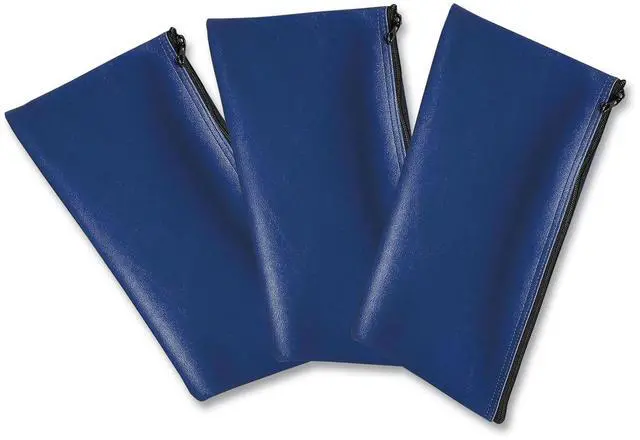 Main image of Multipurpose Zipper Deposit Bags Polyester 11.3 x 6.3 Blue 3/Pack 6503