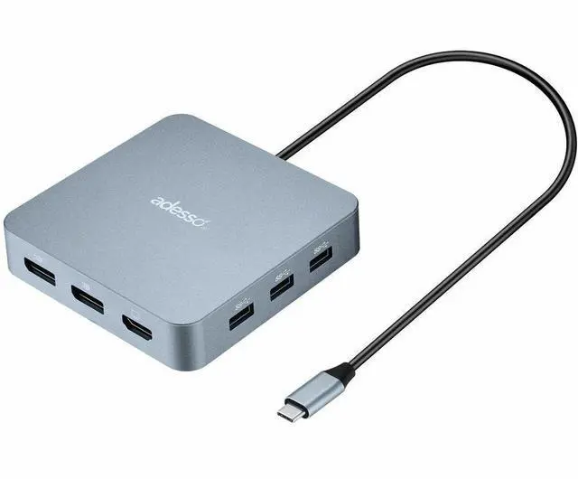 Alt view image 8 of 14 - Adesso AUH-4051 Docking Station - for Notebook/Monitor - Charging Capability - 65 W - USB Type C - 3 Displays Supported - 4K @ 60Hz, 8K @ 30Hz - 3840 x 2160, 7680 x 4320 - 5 x USB Ports - 3 x USB Type