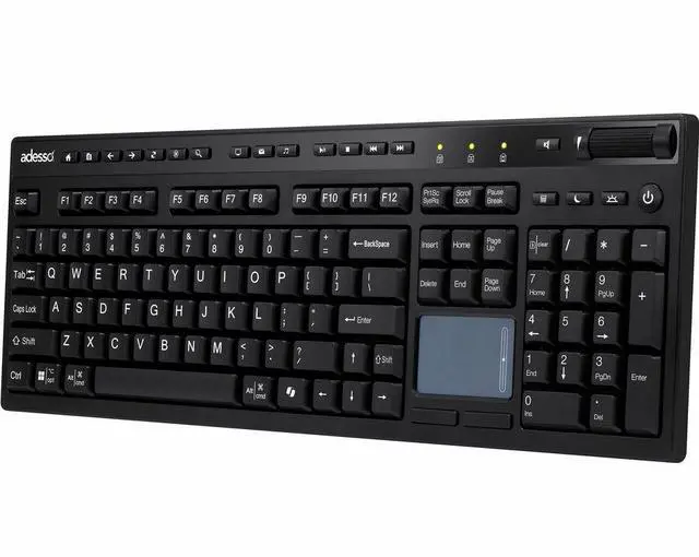 Alt view image 9 of 15 - Adesso Wireless 104 Key Full Size Keyboard with Touchpad WKB-4450UB
