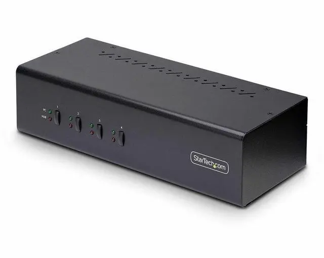 Alt view image 8 of 14 - StarTech 4-Port Dual-Monitor DisplayPort KVM Switch 4K 60Hz 2x USB 5Gbps Ports Hotkey/Push-Button Switching TAA Compliant P4DD46A2KVMSWITCH