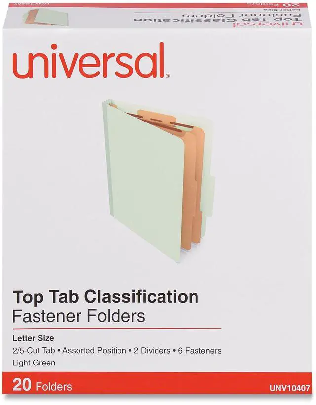 Alt view image 2 of 2 - Universal Office 6 Section Classification Folder 2 Divider Letter Lt Green 20Ct