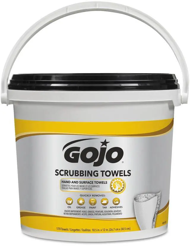 Alt view image 7 of 7 - Scrubbing Towels, 170 Count Bucket, Dual Textured, Wet GOJO 6398-02