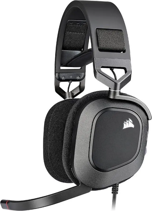 Alt view image 8 of 14 - Corsair HS80 RGB USB Wired Gaming Headset - Carbon - Stereo - USB Type A - Wired - 32 Kilo Ohm - 20 Hz to 40 kHz - On-ear, Over-the-head - Binaural - Ear-cup - 5.91 ft Cable - Omni-directional Microph