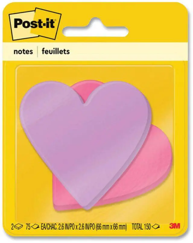 Alt view image 7 of 7 - Post-it Super Sticky Notepads Heart 3"x3" 75 Sheets 2/PK AST 7350HRT