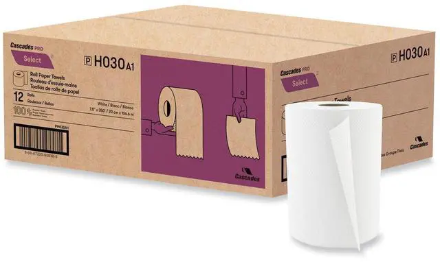 Alt view image 2 of 2 - Cascades Pro Select Roll Paper Towels 1-Ply White 12 Rolls/Ctn H030