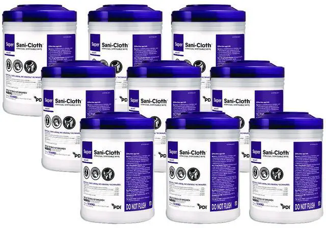 Alt view image 2 of 4 - Super Sani-Cloth Germicidal Disposable Wipes 1-Ply 6 x 6.75 Unscented White 160/Canister 12 Canisters/Carton NICQ55172