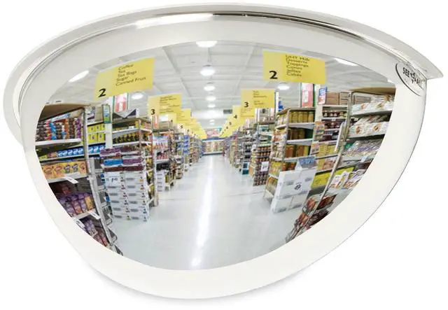 Alt view image 9 of 14 - See All Half-Dome Convex Security Mirror 18" dia. PV18180