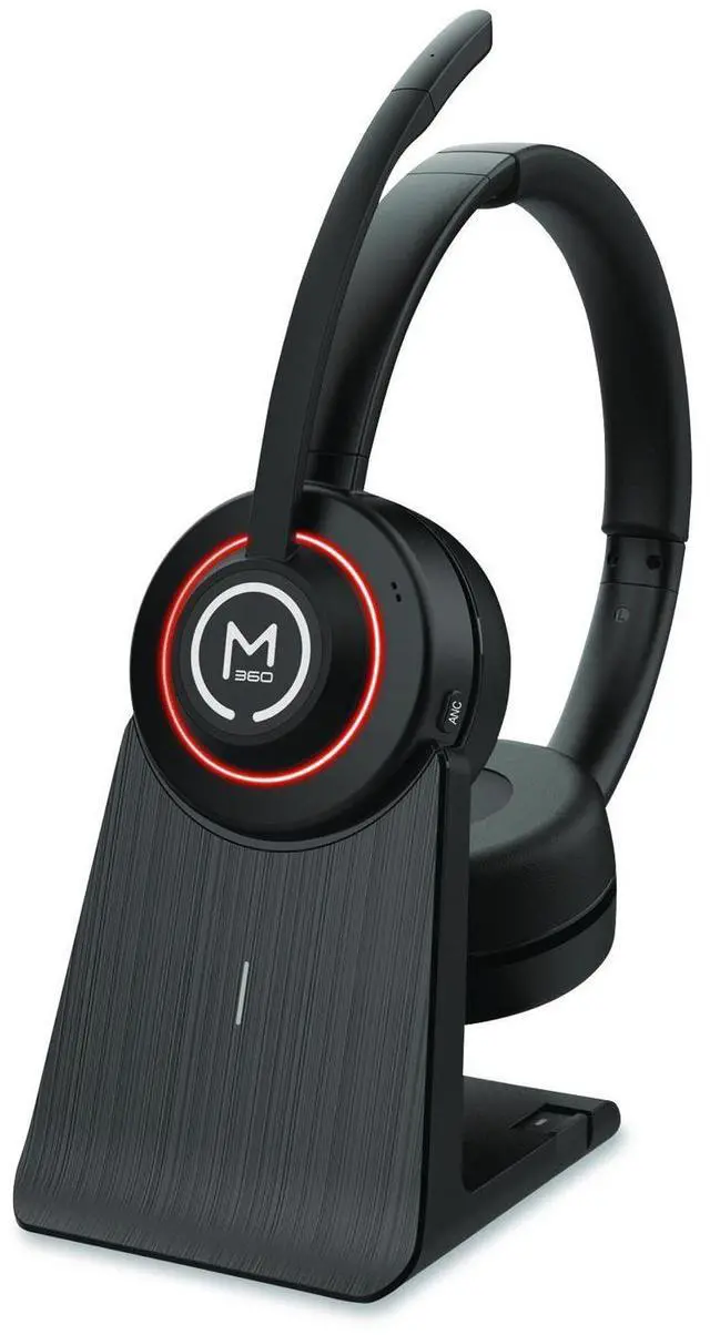 Alt view image 8 of 13 - M360 Sanctuary Wireless Noise Canceling UC Headset w/ Boom Mic - HS6750ANC - UC Compatible - Stereo - Bluetooth - Over-the-head, On-ear - Binaural - Supra-aural - Adjustable Noise Canceling Microphone