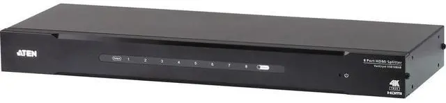 Alt view image 9 of 11 - ATEN 8-Port True 4K HDMI Splitter-TAA Compliant - 4096 x 2160 - 19.69 ft Maximum Operating Distance - 1 x HDMI In - 8 x HDMI Out - Serial Port - Metal