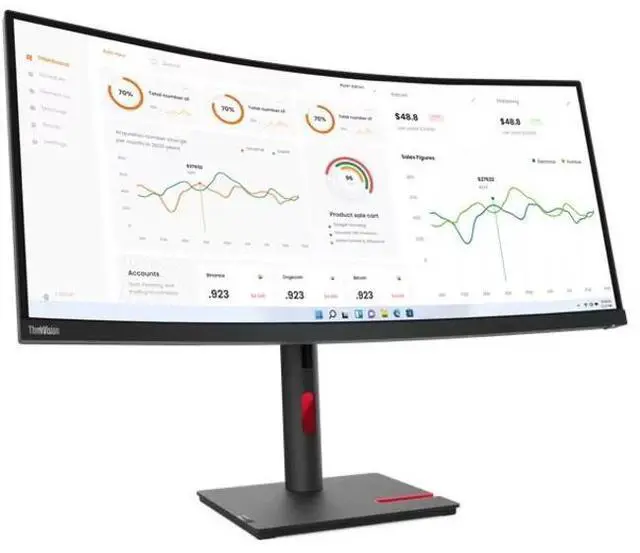 Main image of Lenovo ThinkVision T34w-30 34" UW-QHD 3440x1440 60Hz 4ms Curved Screen Monitor