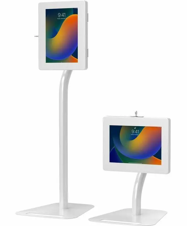 Alt view image 10 of 16 - CTA Digital Height Adjustable Floor-To-Desk Security Kiosk, White PADPARAFDW