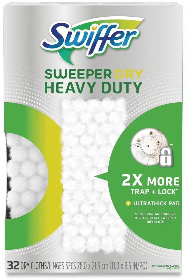 Main image of Swiffer Heavy-Duty Dry Refill Cloths White 11 x 8.5 32/Pack 77198