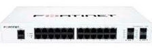 Main image of FortiSwitch-124F Layer 2 FortiGate switch controller compatible switch with 24x 1G RJ45 and 4x 10G/1G SFP+/SFP ports and 1x RJ45 console port. Fanless.