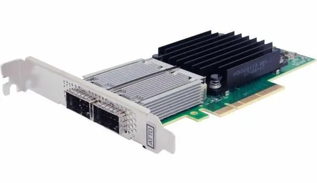 Alt view image 3 of 3 - ATTO FastFrame N4T2 10Gigabit Ethernet Card - PCI Express 3.0 x8 - 2 Port(s) - 2 - Twisted Pair - Low Profile Bracket Height - 10GBase-T - Plug-in Card