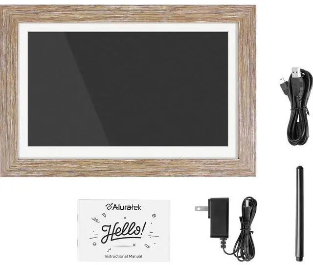 Main image of Aluratek 13.3" WiFi Touchscreen Distressed Wood Digital Photo Frame ASHDPF13F